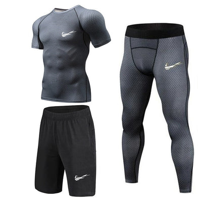 New Compression Men's Sport Suits Quick Dry Running sets Clothes Sports Joggers Training Gym Fitness Tracksuits Running 3Pcs/Set