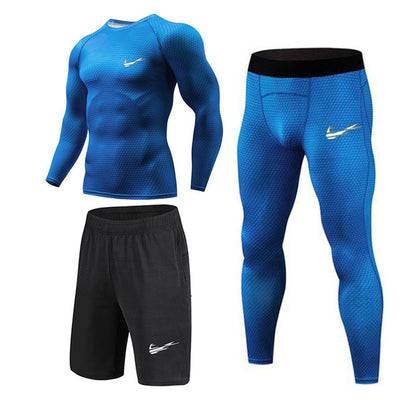 New Compression Men's Sport Suits Quick Dry Running sets Clothes Sports Joggers Training Gym Fitness Tracksuits Running 3Pcs/Set