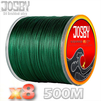 JOSBY Brand 500m 8 Strands Multicolour PE Braided Wire Multifilament Fishing Line Fishing Tackle 12LBS-78LBS Carp Fishing