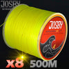 JOSBY Brand 500m 8 Strands Multicolour PE Braided Wire Multifilament Fishing Line Fishing Tackle 12LBS-78LBS Carp Fishing