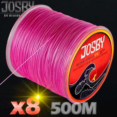 JOSBY Brand 500m 8 Strands Multicolour PE Braided Wire Multifilament Fishing Line Fishing Tackle 12LBS-78LBS Carp Fishing