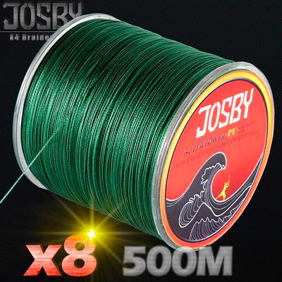 JOSBY Brand 500m 8 Strands Multicolour PE Braided Wire Multifilament Fishing Line Fishing Tackle 12LBS-78LBS Carp Fishing