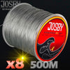 JOSBY Brand 500m 8 Strands Multicolour PE Braided Wire Multifilament Fishing Line Fishing Tackle 12LBS-78LBS Carp Fishing