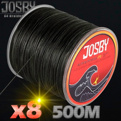 JOSBY Brand 500m 8 Strands Multicolour PE Braided Wire Multifilament Fishing Line Fishing Tackle 12LBS-78LBS Carp Fishing