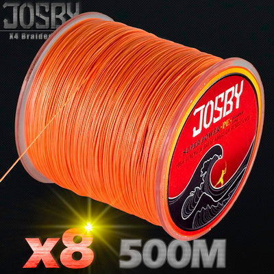 JOSBY Brand 500m 8 Strands Multicolour PE Braided Wire Multifilament Fishing Line Fishing Tackle 12LBS-78LBS Carp Fishing