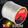 JOSBY Brand 500m 8 Strands Multicolour PE Braided Wire Multifilament Fishing Line Fishing Tackle 12LBS-78LBS Carp Fishing