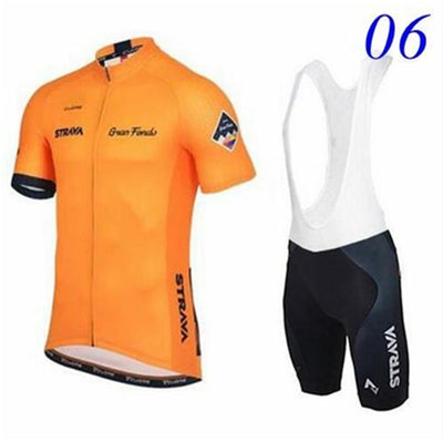 Pro STRAVA Bicycle Racing Team Short Sleeve Maillot Ciclismo Men's Cycling Jersey Kits Summer breathable Cycling Clothing Sets