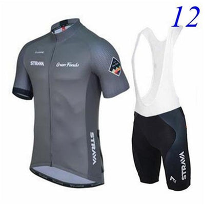 Pro STRAVA Bicycle Racing Team Short Sleeve Maillot Ciclismo Men's Cycling Jersey Kits Summer breathable Cycling Clothing Sets