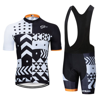 STRAVA 2019 GF team men's summer breathable short sleeve cycling jersey kit ropa ciclismo bicycle bike clothing bib shorts set