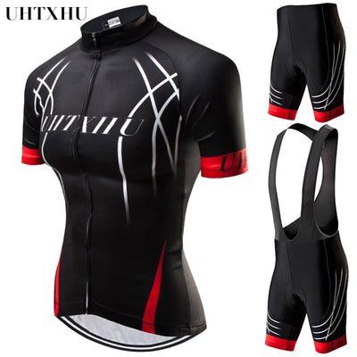 Uhtxhu Women Cycling Set Summer Mountain Bike Clothing MTB Bicycle Wear Clothes Maillot Ropa Ciclismo Cycling Jersey Sets