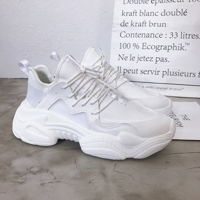 2019 Spring Summer Women's Platform Sneakers Fashion Women Running Female Chunky Shoes Casual White Woman High Lace Up Sneakers