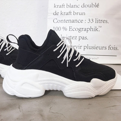 2019 Spring Summer Women's Platform Sneakers Fashion Women Running Female Chunky Shoes Casual White Woman High Lace Up Sneakers