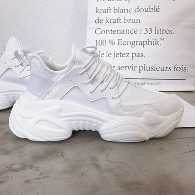 2019 Spring Summer Women's Platform Sneakers Fashion Women Running Female Chunky Shoes Casual White Woman High Lace Up Sneakers