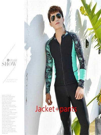 New arrive Fashion Men's wetsuit jacket+pants+short surf change 3 pieces diving rash guard beach swimming snorkelling wet suit