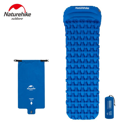 Naturehike Sleeping Pad With Pillow Air Bag New Hand Press Inflating Camping Mattress Ultralight Outdoor Hiking Tent Mats