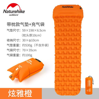 Naturehike Sleeping Pad With Pillow Air Bag New Hand Press Inflating Camping Mattress Ultralight Outdoor Hiking Tent Mats