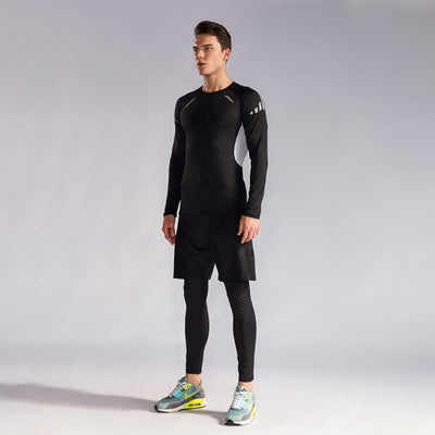 Fastorm Men Tight Tracksuit Fitness Running Jogging Suits Compression Sport Training Gym Sportswear Set Basket Workout Clothes