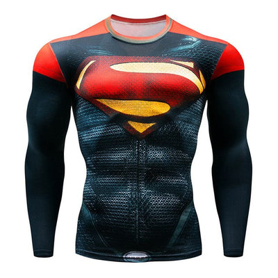 2018 Superman Punisher Rashguard Running Shirt Men T-shirt Long Sleeve Compression Shirts Gym Tee Shirt Fitness Sport Shirt Men