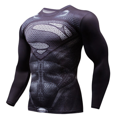 2018 Superman Punisher Rashguard Running Shirt Men T-shirt Long Sleeve Compression Shirts Gym Tee Shirt Fitness Sport Shirt Men